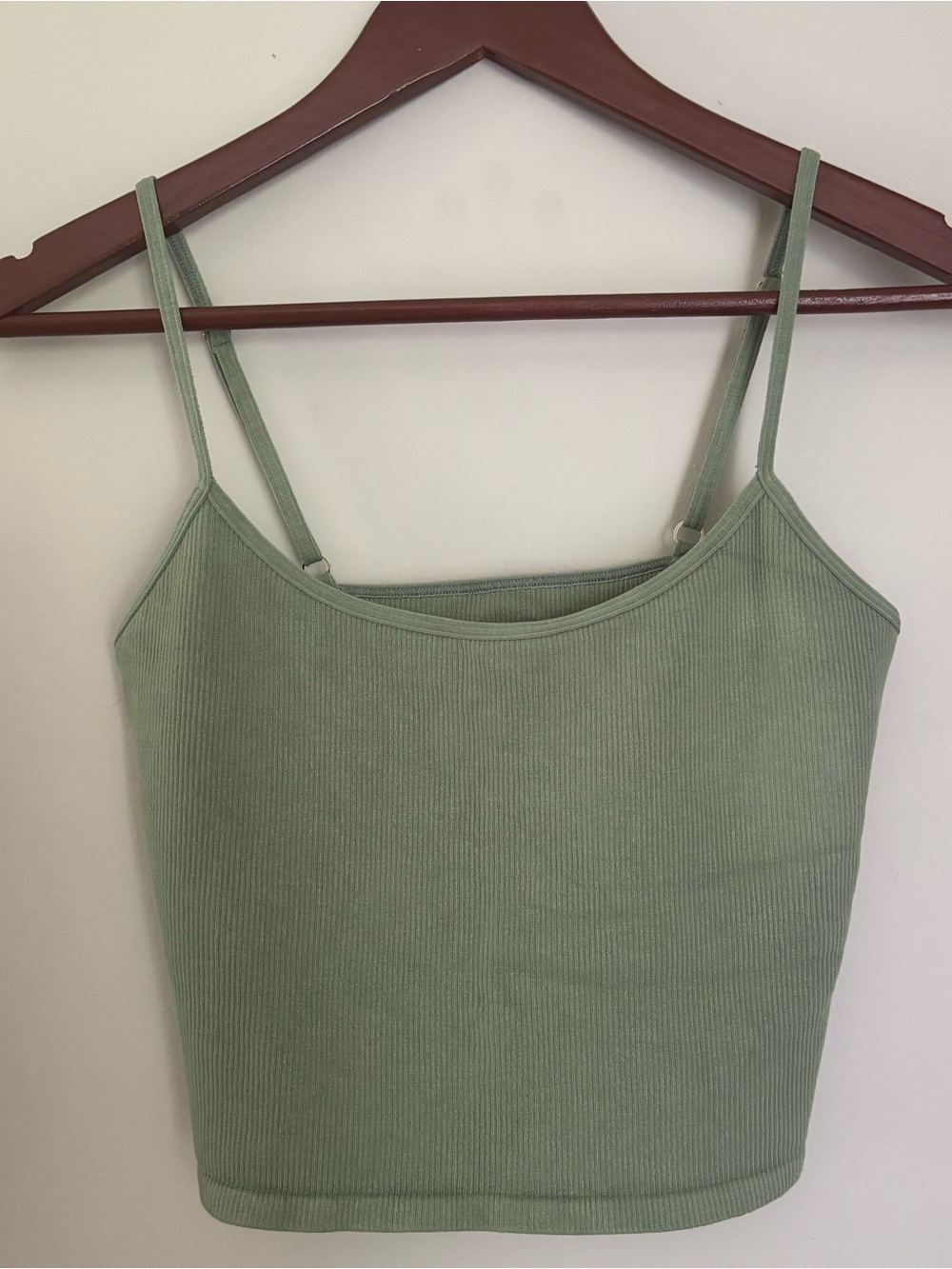Free People Movement Sage Green Ribbed Tank Top W Built in Bra NWOT